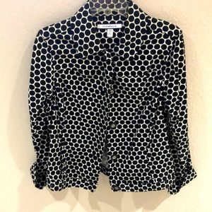 Croft and Barrow black and white polka dot jacket.